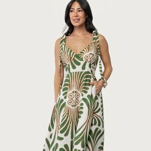 Baltic Born Camila Maxi Dress | Ivory + Green Print Size LL